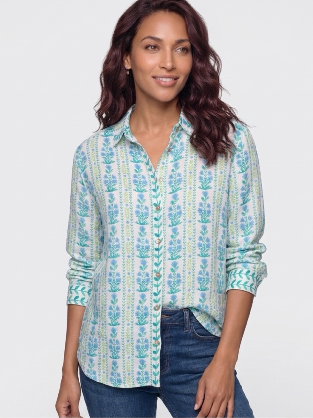 Sigrid Olsen 100% Linen Floral Botanical Shirt - Picture 1 of 11
